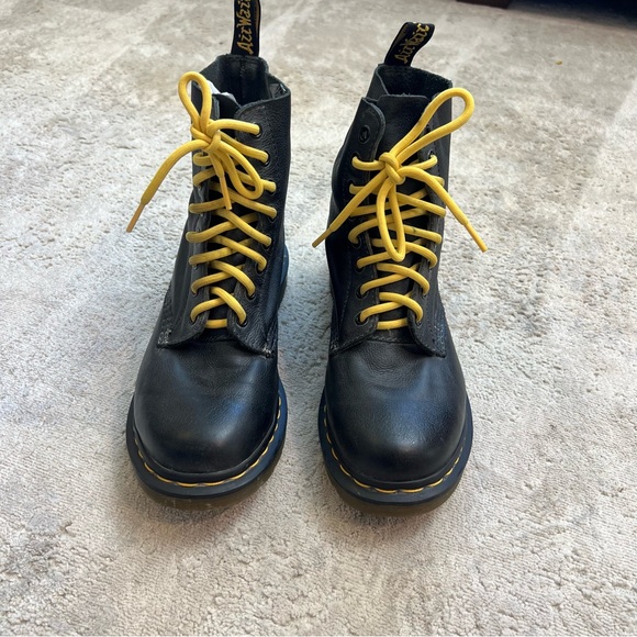 Dr. Martens Black Lace Up Boots with Yellow Laces - Picture 2 of 9